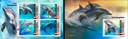 Djibouti 2023, Animals, Dolphins, 4val In BF +BF - Dschibuti (1977-...)