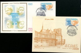 1988 ENVELOPPE 1er JOUR  / CARTE POSTALE CONGRÈS PHILATELIQUE -LA POSTE NOUVELLE REIMS JUIN 88 - 1980-1989