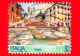 ITALIA - Usato - 2021 - Turismo - L’Italia Riparte – Roma – Piazza Di Spagna, Fontana Barcaccia, Trinità Monti - 2021-...: Afgestempeld