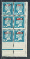 23 Algérie Pasteur 50 C. Bleu Bloc De 6 Avec Barre De Scurité Luxe - Unused Stamps