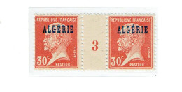 15 Algérie Pasteur 30 C. Rouge Paire Millésime 3 Luxe - Unused Stamps