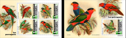 Djibouti 2023, Animals, Parrots, 4val In BF +BF - Papagayos