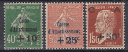 FRANCE CAISSE D'AMORTISSEMENT SERIE N° 253/255 NEUFS * GOMME TRACE DE CHARNIERE - 1927-31 Sinking Fund