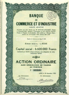 BANQUE De COMMERCE Et D'INDUSTRIE; Action Ordinaire - Banque & Assurance