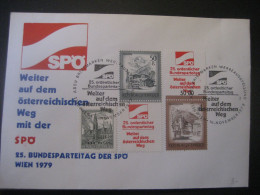 Österreich- Werbe-Umschlag Der SPÖ Vom 25. Bundesparteitag In Wien 1979 Mit Allongen - Storia Postale