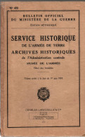 SERVICE HISTORIQUE ARMEE DE TERRE ARCHIVES HISTORIQUES MUSEE DE L ARMEE 1959 BULLETIN OFFICIEL N°672 - Francés