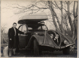 Photographie Photo Vintage Snapshot Amateur Automobile Voiture Peugeot Galerie - Automobiles