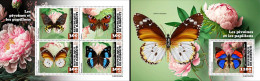 Djibouti 2023, Animals, Butterflies And Peonies, 4val In BF +BF - Other & Unclassified