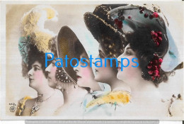 229065 REAL PHOTO FIVE WOMAN WITH A HAT PHOTOGRAPHIC TRICK POSTAL POSTCARD - Photographs