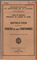 INSTRUCTION RELATIVE AUX TENUES ET UNIFORMES ARMEE FRANCAISE  1959 BULLETIN OFFICIEL N°554-0 - Français