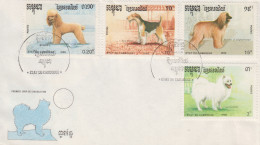 Enveloppe  FDC  1er  Jour    CAMBODGE    Chiens  De  Race   1990 - Chiens