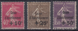 FRANCE CAISSE D'AMORTISSEMENT SERIE N° 266/268 NEUFS * GOMME AVEC CHARNIERE - 1927-31 Cassa Di Ammortamento