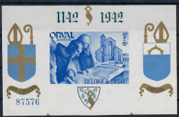 BELGIO 1942 ORVAL  FOGLIETTO NON DENTELLATO  MNH/** - Unused Stamps