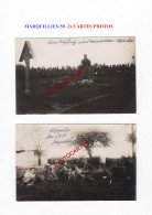 MARQUILLIES-59-Enterrement-2x CARTES PHOTOS Allemandes-GUERRE 14-18-1 WK-MILITARIA- - Other & Unclassified