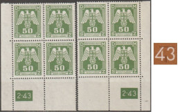 045/ Pof. SL 15, Corner 4-blocks, Plate Number 2-43, Type 1 - Unused Stamps