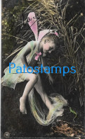 229071 REAL PHOTO LANDSCAPE BUTTERFLY GIRL POSTAL POSTCARD - Photographie