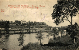 RARE TOULON SUR ARROUX BORDS DE L'ARROUX VILLA BELLEVUE ET PONT DE CHEMIN DE FER - Autres & Non Classés