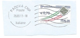 Italia 2013 ; Posta Italiana , Serie Ordinaria ; € 0,70 Su Frammento Con La Data : Anno Di Emissione; Usato - 2011-20: Afgestempeld