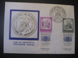 Österreich 1980- Sonder-Umschlag 120. Geburtstag Von Theodor Herzl, MiNr. 1475 Und 1430 Mit Allongen - Cartas & Documentos