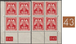 051/ Pof. SL 19, Corner 4-blocks, Plate Number 2-43, Type 1, Var. 2 - Unused Stamps