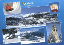 12028319 St Moritz GR Bobbahn Pferderennen Skulptur Bahn Kirchturm St. Moritz - Other & Unclassified