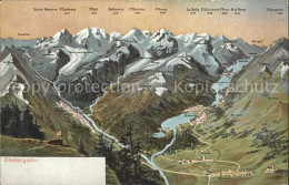 12025009 Pontresina Uebersichtskarte Oberengadin Alpenpanorama Pontresina - Other & Unclassified