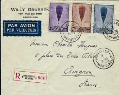 BELGIQUE - T.P. 353/5 S/ Lettre Recommandée Par Avion De BRUXELLES 3-5-1933 à AVIGNON (5-5-33) - Cartas & Documentos