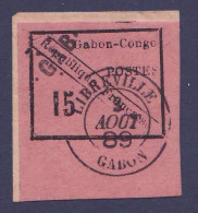 Gabon Nï¿½14 Oblitere 15c Bord De Feuille Oblitere Libreville 3 Aout 1889 Sur Support Signï¿½ SUP (tirage 1000) - Used Stamps