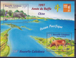 Nouvelle Caledonie Annee Du Buffle Hong Kong Chine - Hojas Y Bloques