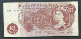 Angleterre -  ( Numizon = 373, B179a Émis  17.03.1960 -signature   L. K. O’Brien.  --C84 647511 --  Laura14323 - 10 Shillings