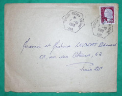 N°1263 MARIANNE DECARIS CACHET MANUEL TOULON BEARN MARINE VAR POUR PARIS 1960 LETTRE COVER FRANCE - 1960 Marianne Of Decaris