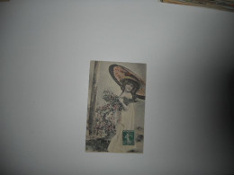 CARTE ANCIENNE  EN COULEUR  Thème Jeune Femme - Ombrelle Japonaise - Bouquet Campagnard - Série 502 Raphaël Tuck & Fils - Fotografia