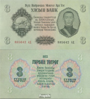 Mongolei Pick-Nr: 29 Bankfrisch 1955 3 Tugrik - Mongolië
