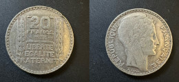 20 Francs Turin 1933 - Argent - Réf, P 07 - 20 Francs