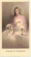 SOUVENIR PIEUX COMMUNION POURTOUR DORURE OR IMAGE PIEUSE CHROMO HOLY CARD SANTINI - Andachtsbilder