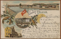 MACEDONIA-TURKEY, SKOPLJE-USKUB, LITHOGRAPHY PICTURE POSTCARD 1900 RARE - Nordmazedonien