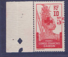 Gabon Guerrier Nï¿½ 78d ** Surch Croix Rouge Variete Croix Brisï¿½e Bord De Feuille Signï¿½  - Unused Stamps