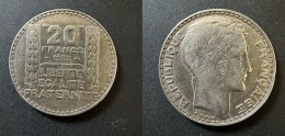 20 Francs Turin 1933 - Argent - Réf, P 08 - 20 Francs