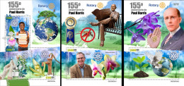 Guinea Bissau 2023, Rotary, Harris, Orchids, 3val In BF +2BF - Rotary Club