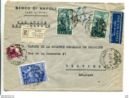 Anno Santo Lire 55 + Complementari Su Busta Racc. Via Aerea Per Il Belgio - 1946-60: Marcophilia