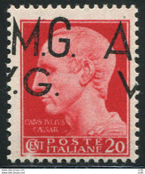 AMG. VG. - Cent. 20 Soprastampa Spostata "M.G. A." - Mint/hinged