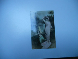 CARTE ANCIENNE COULEUR    PORTRAIT DE FEMME ET PETIT ENFANT AVEC AILE  Papillon SIGNE REUTLINGER N°1347 S I P 1900 ///// - Fotografia