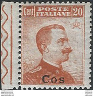 1917 Egeo Coo 20c. Arancio Mc MNH Sassone N. 9 - Altri & Non Classificati