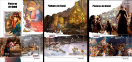 Guinea Bissau 2023, Art, Christmas Painting, 3val In BF +2BF - Schilderijen