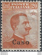 1921-22 Egeo Caso 20c. Arancio MNH Sassone N. 11 - Andere & Zonder Classificatie