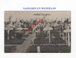 SAINGHIN EN WEPPES-59-Cimetiere-Tombes-CARTE PHOTO Allemande-GUERRE 14-18-1 WK-MILITARIA- - War Cemeteries