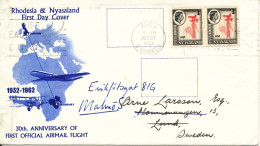 Rhodesia & Nyasaland FDC 30th Anniversary Of First Official Airmail Flight With Cachet - Rodesia & Nyasaland (1954-1963)