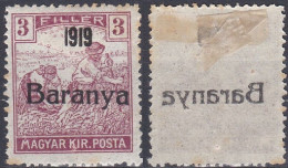 Hongrie Baranya 1919 Mi 18  Moissonneurs - Surcharge Recto-verso (A9) - Baranya