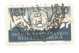 (REPUBBLICA ITALIANA) 1956, ANNIVERSARIO DELLA REPUBBLICA ITALIANA - Serie Di 4 Francobolli Usati - 1946-60: Used