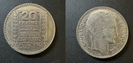 20 Francs Turin 1933 - Argent - Réf, P 09 - 20 Francs